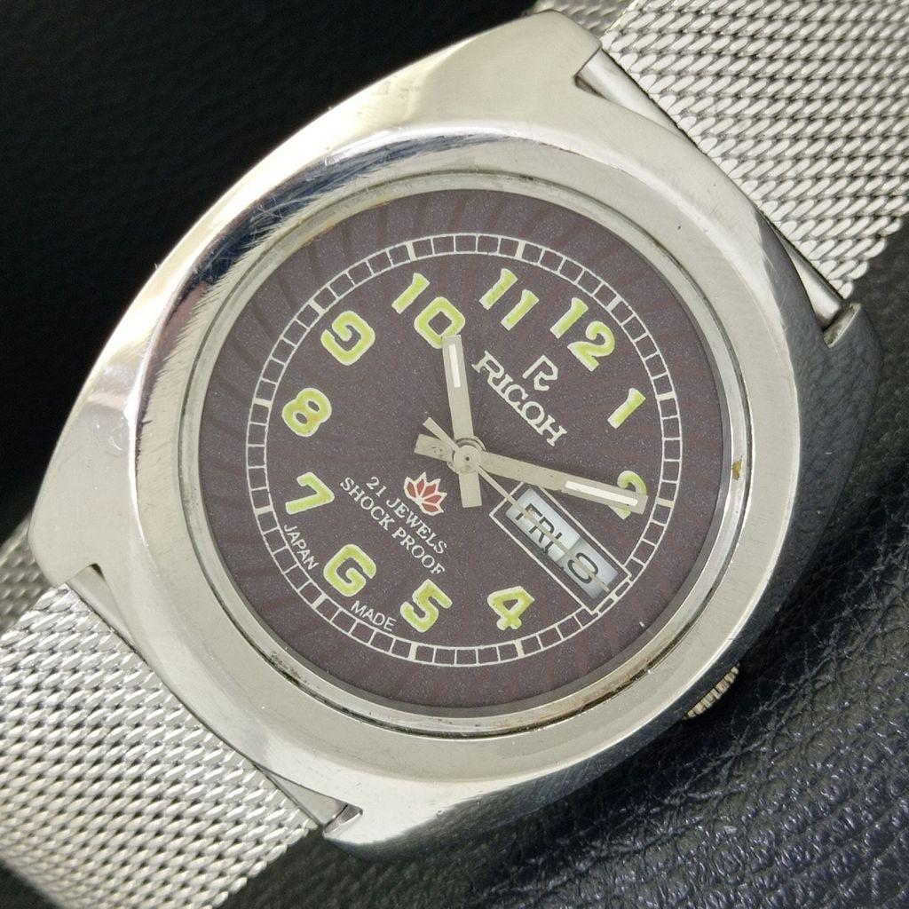 Ricoh R31 AUTOMATIC JAPAN MENS VINTAGE BROWN COLOR DIAL WATCH A701951-5 R207-a701951