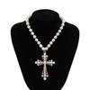 Goth Simulation Pearl Cross Pendant Necklace for Women Y2k Gothic Jewelry Chokers Cross Party Jewelry Gifts