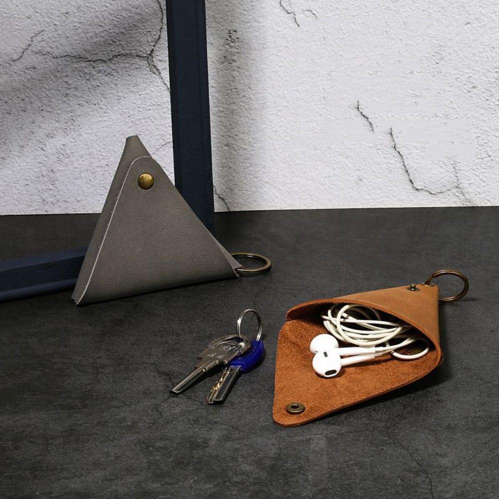 

Solid Color PU Leather Coin Purse Wallet Card Storage Bag Simple Triangle Coin Purse Travel чорний