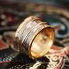 Huitan Gorgeous Women Two Tone Ring Inlaid Sparkling Round CZ Fashion Vintage Accessories for Wedding Party Versatile Jewelry