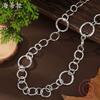 New Hollow Geometric Ring Long Necklace, Women's Exaggerated Bohemian Irregular Ring Necklace