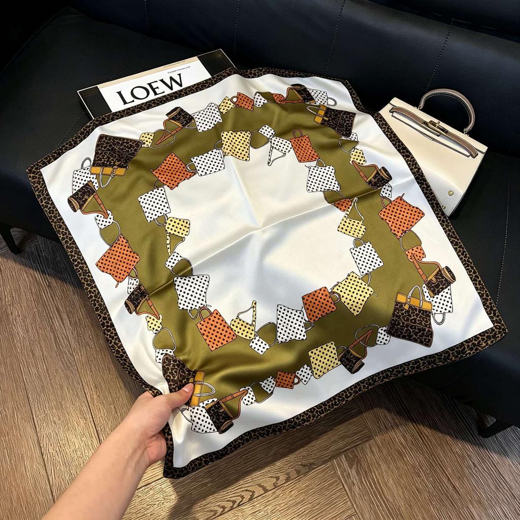 New silk satin 71 * 71 square scarf versatile foreign style simulation silk scarf middle-aged and elderly decorative scarf neck protection silk scarf