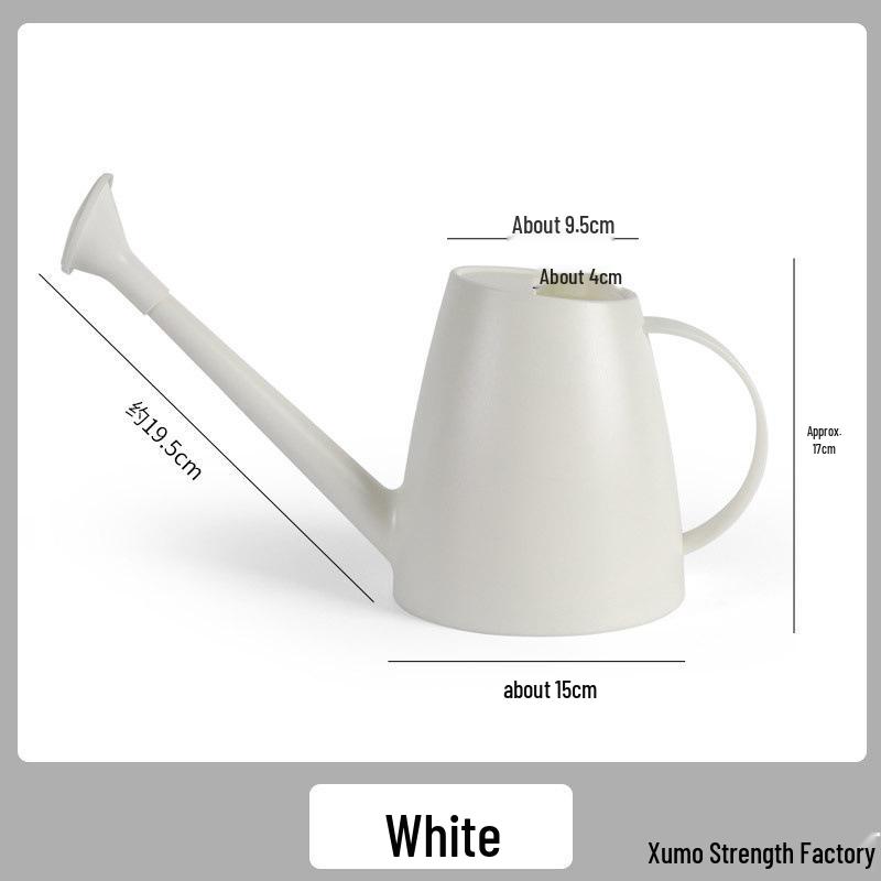 Macaron White Long Spout Watering Can: Resin, Durable, Dual-Purpose for Flowers & Vegetables.