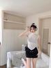 Women's Summer 2024 Gray High Waist A-line Mini Skirt - Versatile Slimming Petite Fit
