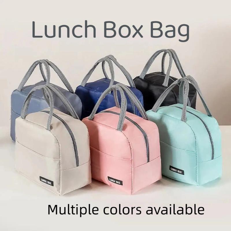 New Portable Lunch Box Bag Solid Color Thickened Thermal Insulation Bag Suitable For Students Office Workers & Other Occasions