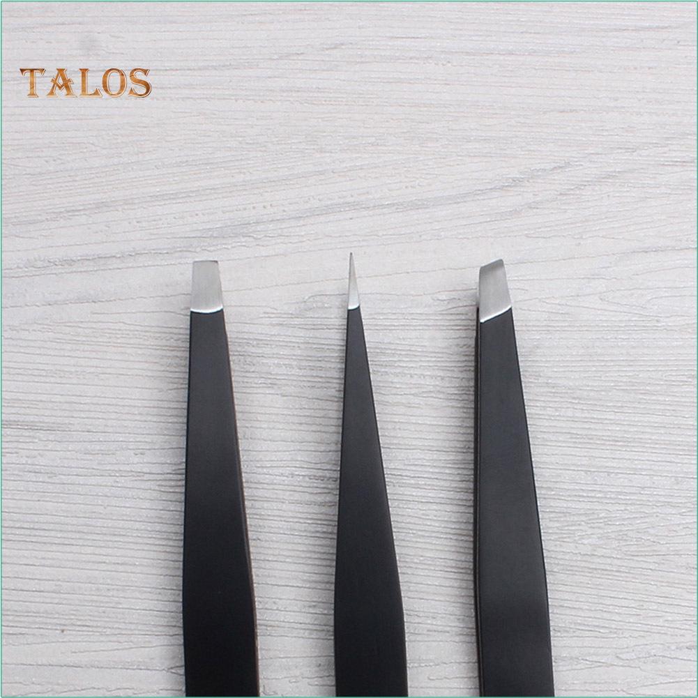 TBH 3Pcs Point Slant Flat Stainless Steel Eyebrow Tweezers Hair Removal Clips Set