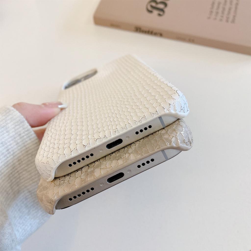 For iPhone 16 Pro Max Case Gold Thread Lacquered Snake Texture PU+PC Phone Back Cover