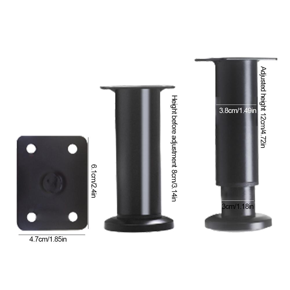 80-420mm Black Matt Furniture Legs Stainless Steel Height Adjustable Cupboard Feet Anti-slip Floor Protectors Furniture Hardware
