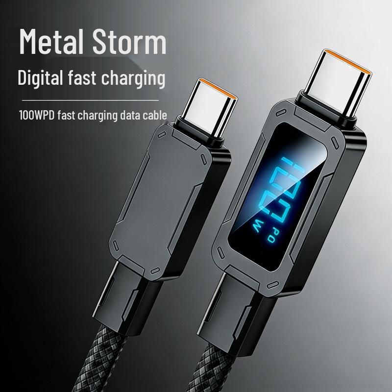 100W Digital Display Charging Cable for Apple, Huawei Mate80, Laptop, Real-time 5A Power