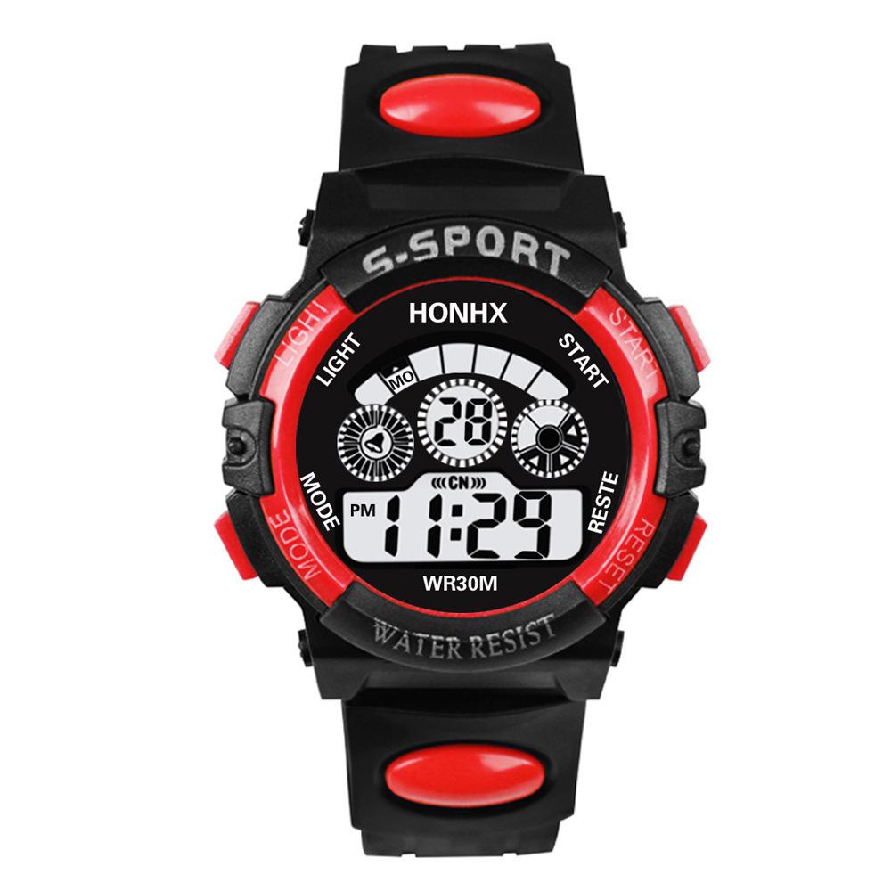 

Детские многофункциональные светящиеся водонепроницаемые спортивные часы Red (Large)