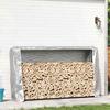 VidaXL Firewood Rack and Rain Cover Galvanized Steel, Log Storage, Fireplace Log Holder, 4100711