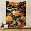 Golden Snake with Vibrant Flowers Patterned tapestry home decor, suitable for bedroom and living room, gift
