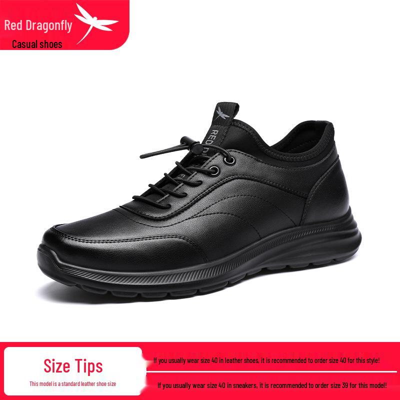 Red Dragonfly Men s Waterproof Non-slip Leather Shoes - Spring & Autumn Collection 38 чёрный