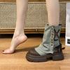 Cowboy Tube Boots Women's Platform Small British Style Martin Boots 2025 New Summer Retro Stacked Short Boots