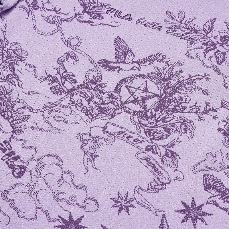 FILA Fashionable Comfortable Short Sleeve Knitted Top Women tops Light-Lavender-Purple F11W518410FVT