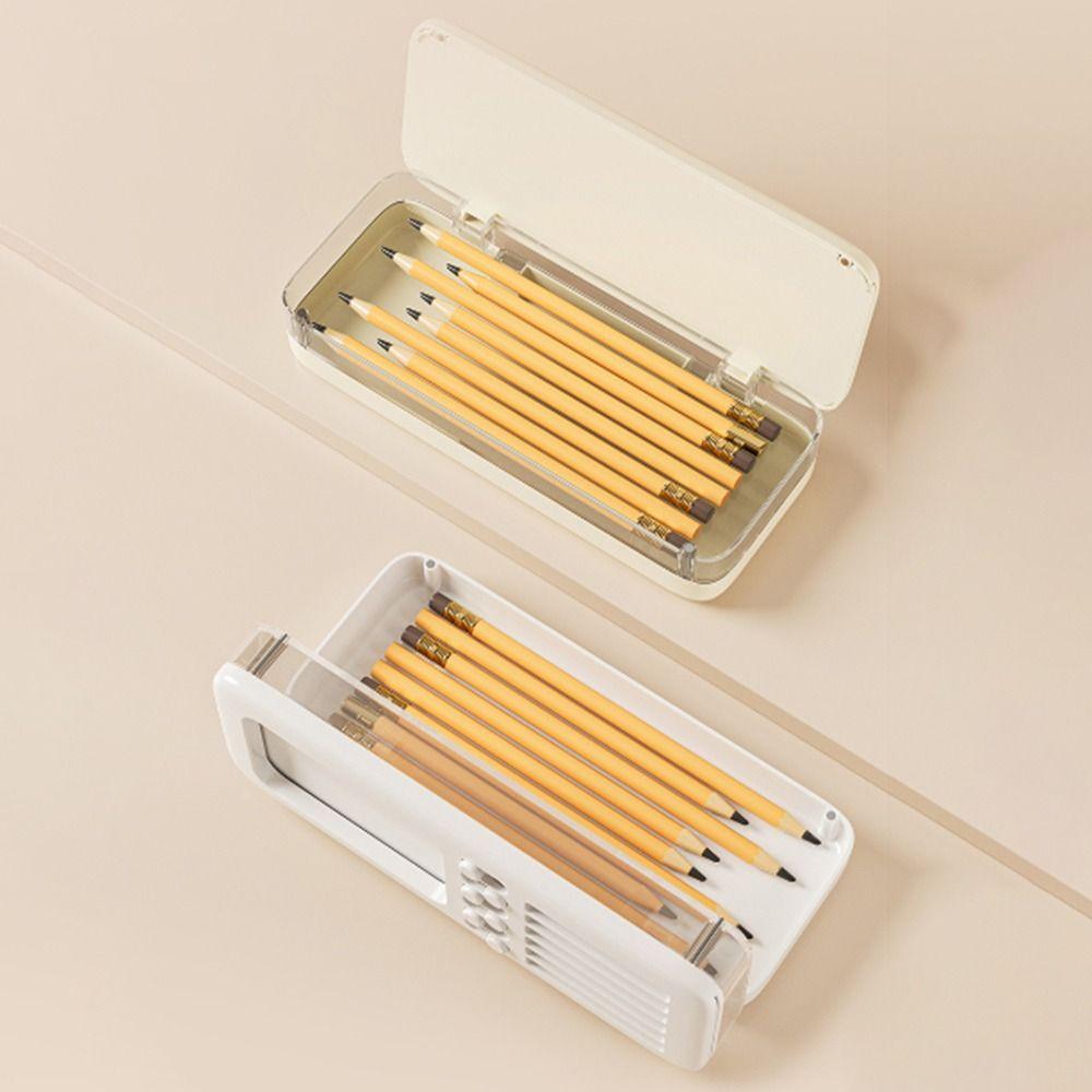 Self-discipline Check-in Pen Box Double Layer Desktop Stationery Organizer  for Students