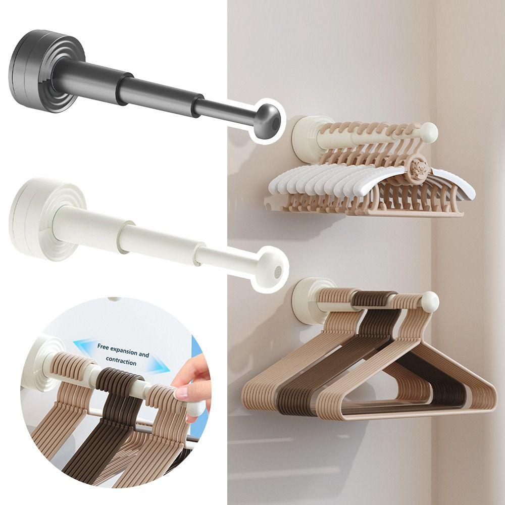 Wall Mounted Hanger Storage Rod Retractable Hanger Organizer with Adjustable New Storage Shelf
