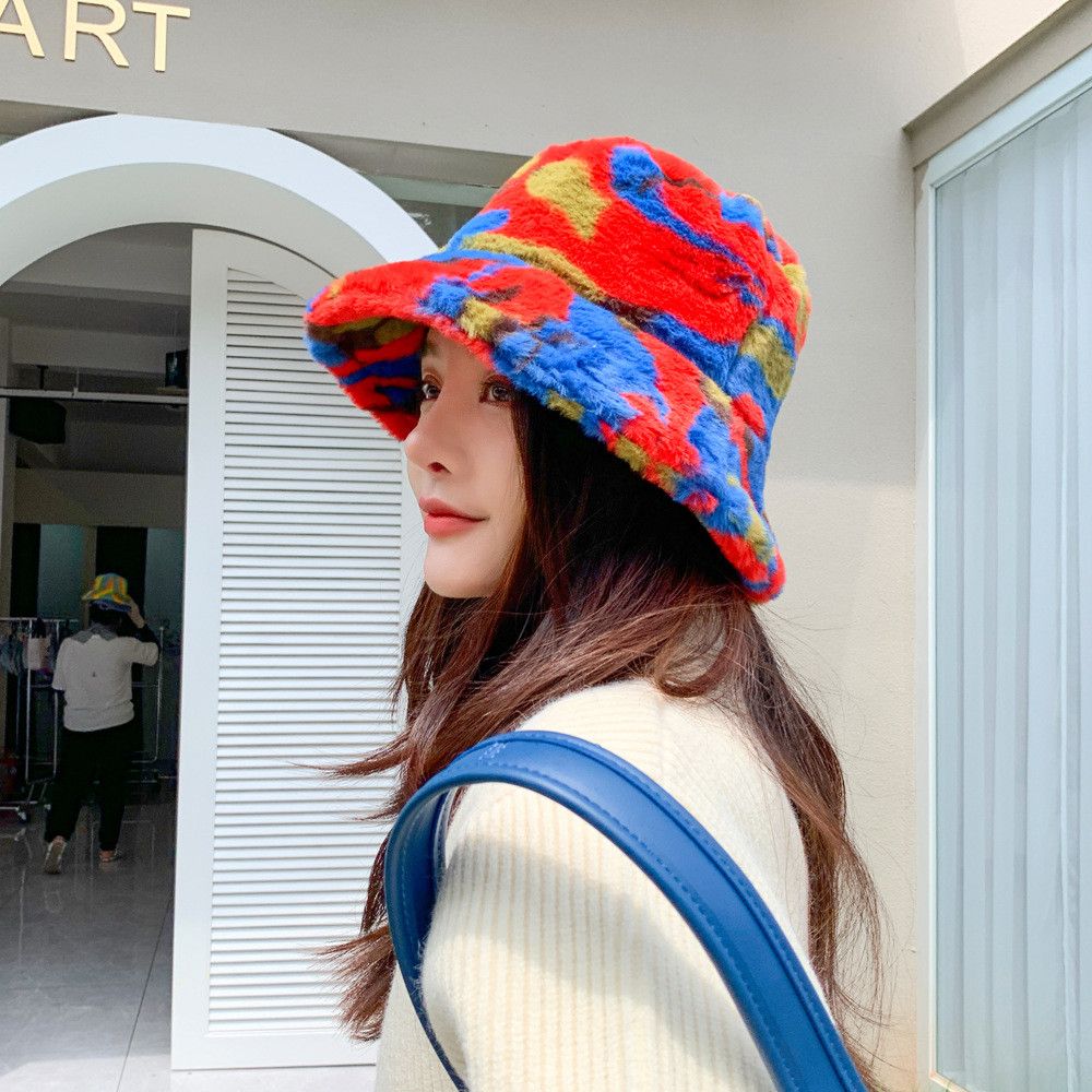 Outdoor Sunscreen Soft Casual Faux Fur Sun Cap Fisherman Cap Bucket Hat Panama Hat