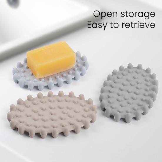 Silicone Soap Dish with Drain Anti-Slip Bottom Self Draining Bar Soap Holder Soap Tray Bathroom Sink Organizer