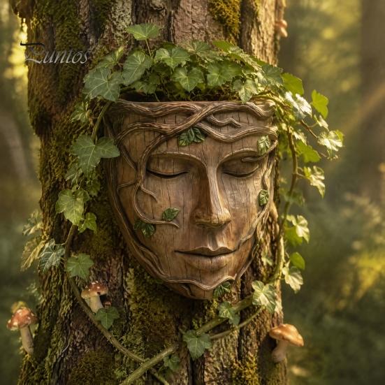 Dreidimensionale Baumskulptur Gesichter Außen Dekoration, Lustige Garten Gesichts Dekoration, Wetterfeste Terrassenwand Harz Umarmungs Kunst für Hof Dekoration