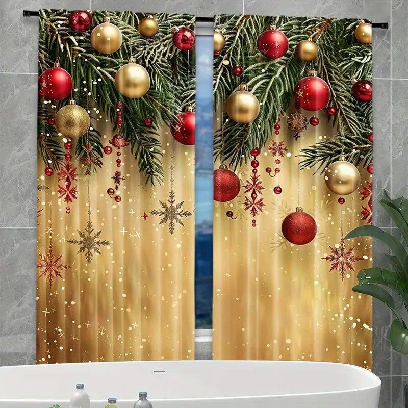 Christmas Silver Balloon Print Curtains   Christmas Decorations   Bedroom and Living Room   Home Decoration   Room Decoration