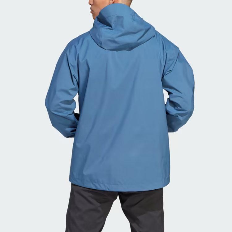Adidas Terrex Multi Rain.Rdy 2.5-Layer Rain Jacket Solid Color Logo Hooded Long Sleeve Jacket Men Jacket Blue HZ9264