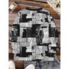 Abstract Painting Geometric Plaid V-neck Long-sleeved T-shirt, Casual Daily Long-sleeved Sports New Top