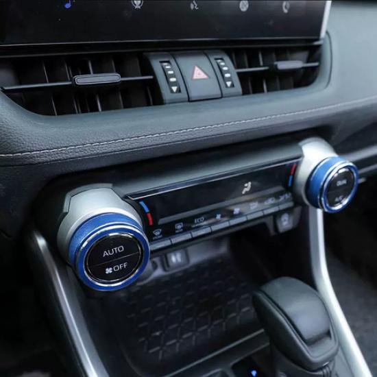 For Toyota RAV4 -2024 Blue Air Condition Knob Button Ring Cover Decor Pair