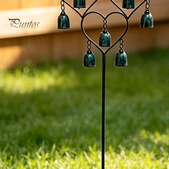 Unique Garden Art Vintage Metal Stakes, Heart Shaped Wind Chimes Stake Decor, Whimsical Lawn Sculptures Rustproof Gardens Stakes for Outdoor