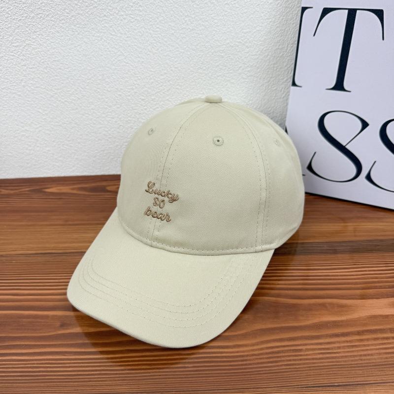 Letter Embroidered Baseball Cap Women's Face Showing Small and Versatile Sun Protection Baseball Cap Big Head Circumference Soft Top Hat Trendy