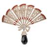 Silver Retro Fan-Shaped Brooch for Hanfu Cheongsam
