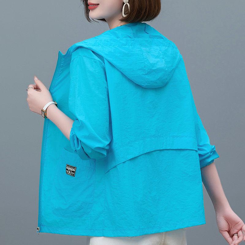 Women's Short Plus Size  Sun Protection Jacket  Outdoor Sports Thin Jacket Hooded Casual Jacket