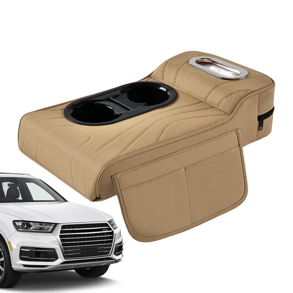 Car Armrest Cushion Leather Arm Rest Pillow Booster Pads Armrest Cushion For Car Console For SUV RV Truck Sedan Vehicle Auto