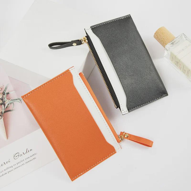 Dámská peněženka na mince se zipem, 2025 Nová PU kůže Barevný blok Držák na karty Peněženka