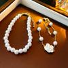 Sweet Drip 2-Piece Camellia Pearl Bracelet, Real Gold Plated, Adjustable and Elegant Women's Jewelry.