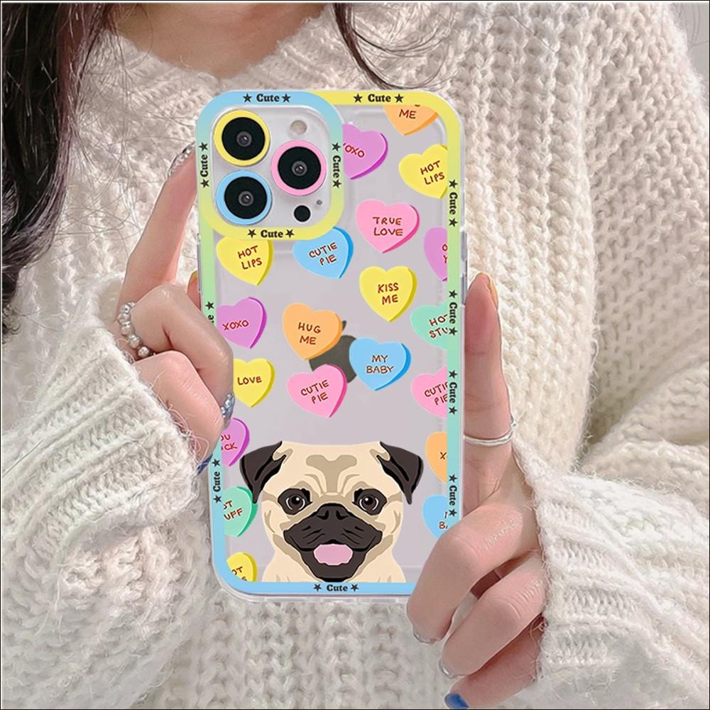 Pug Dog French Bulldog Phone Case For IPhone 14 13 12 11 Pro Max Mini X Xs XR 6 7 8 Plus SE 2020 Transparent Case