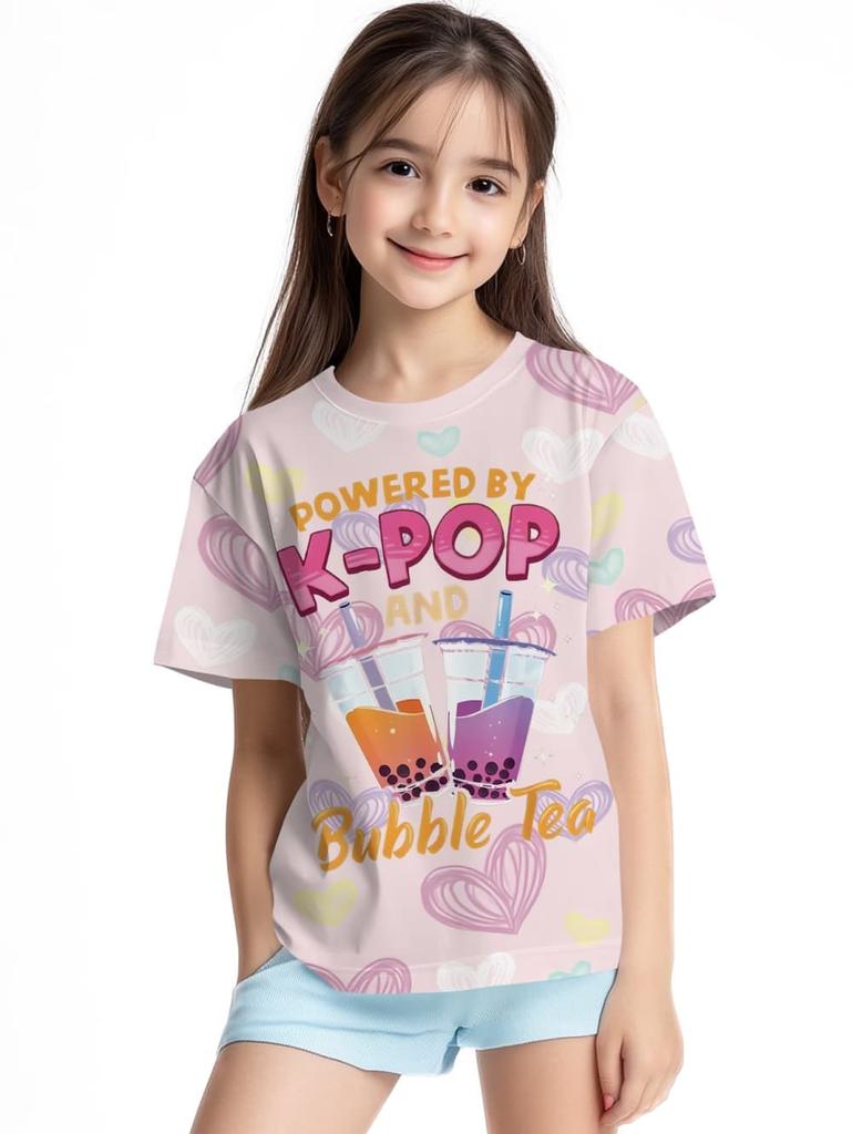 Kpop Cartoon Print Grafik Kinder T-Shirts Lustiges Geschenk für Fans Harajuku T-Shirts Sommer Oberteile Kurzarm Oberteile Kinderbekleidung