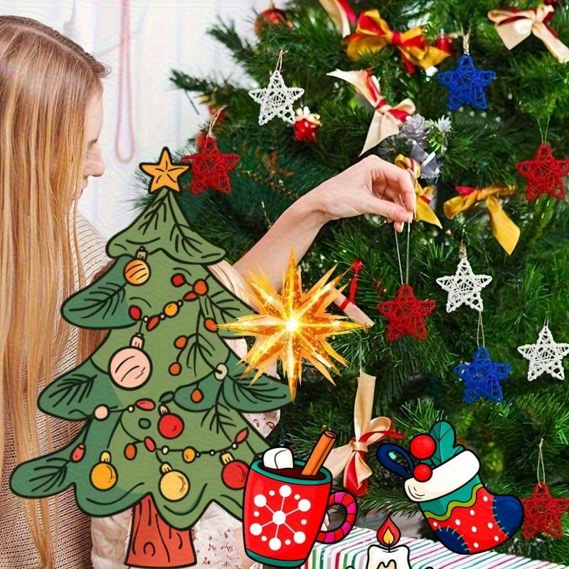 Woven Rattan Star Shaped Hanging Ornaments - Independence Day and Christmas Decoration, Shopping Mall and Home Window Decoration