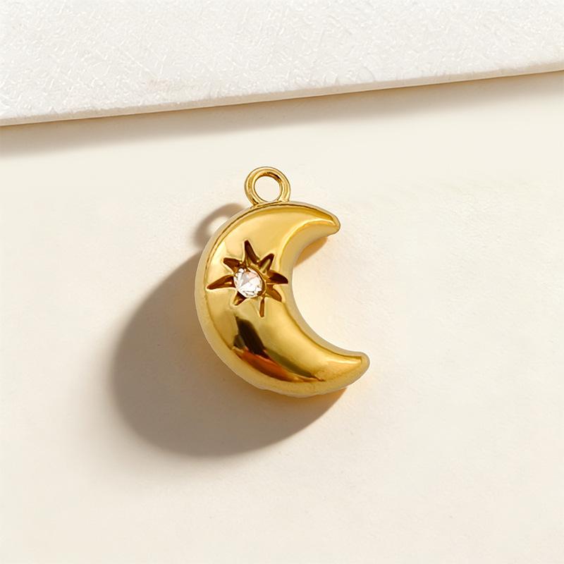 Gold Retention Micro-inlaid Diamond Charm Pendants: Star, Moon, Heart & Water Drop Designs