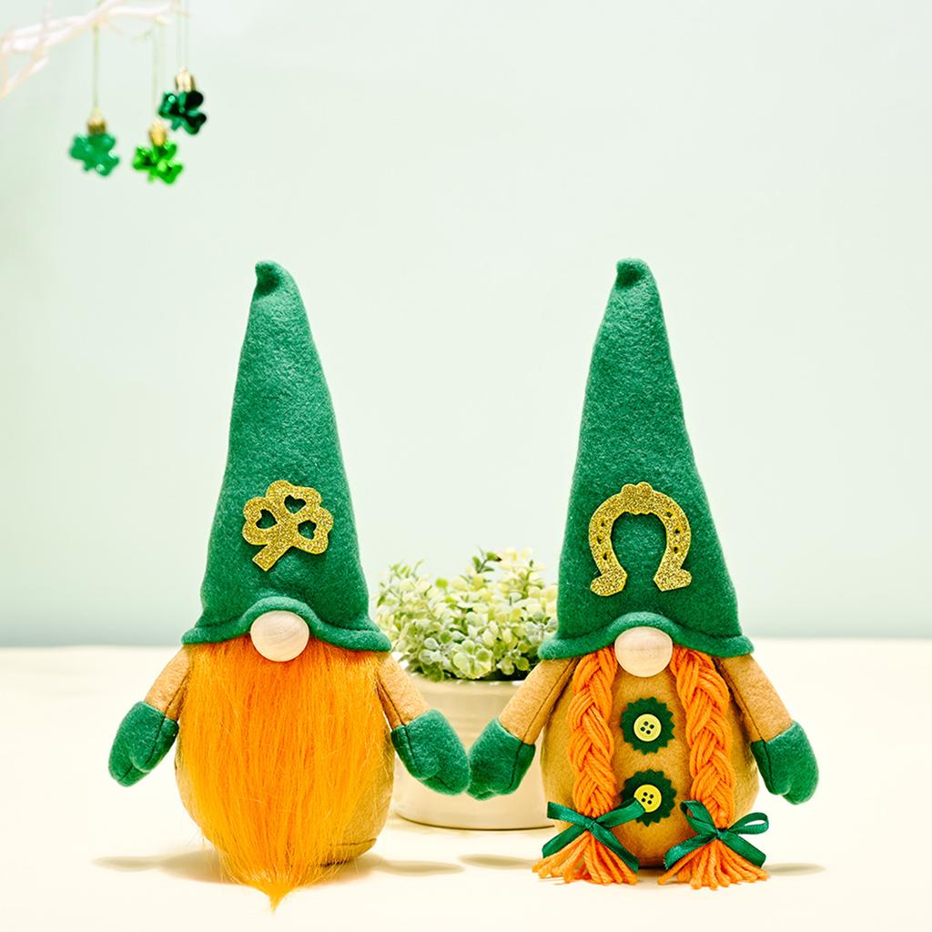 St.Patrick's Day Green Gnome Plush Ornaments, Irish Rudolph Doll ...
