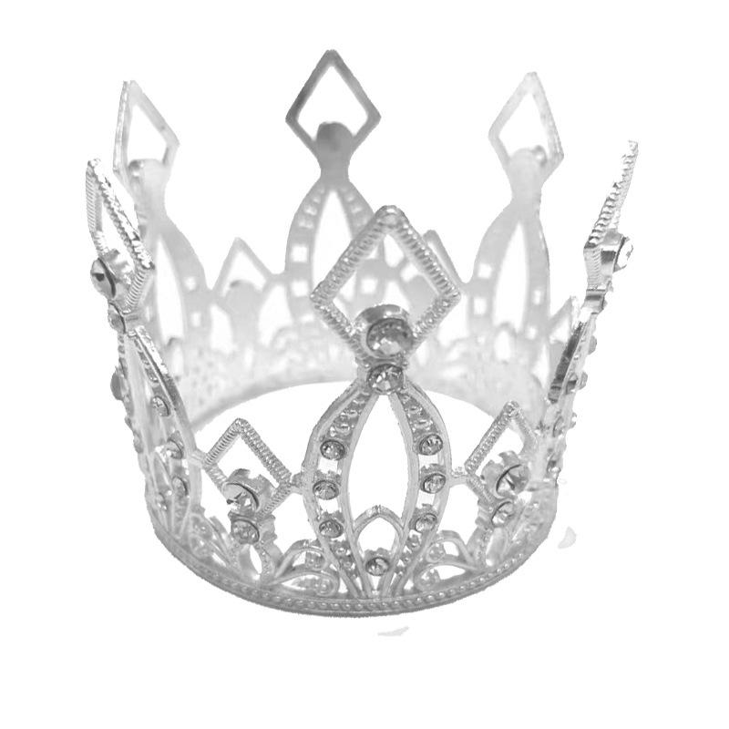 Children's Birthday Crown Tiara Baroque Alloy Ornament Full Circle Crown Cake Decoration