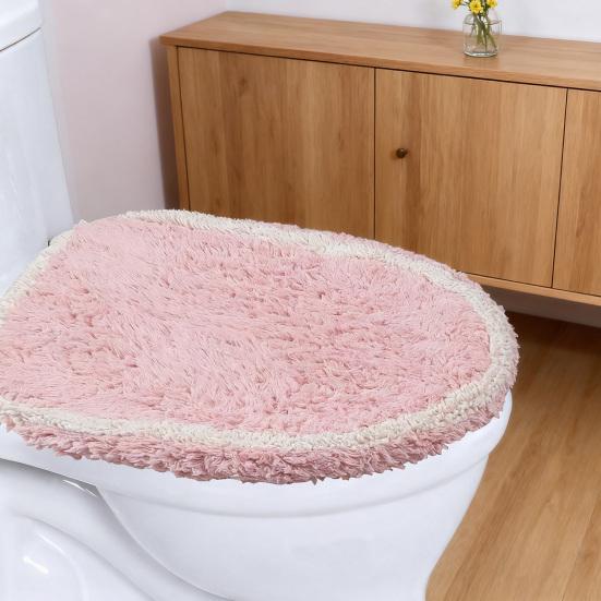 Toilet Mat Safety Elastic Easy Installation Bright Color Toilet Cover Hotel Bathroom Decor Elastic Fit Toilet Accessory