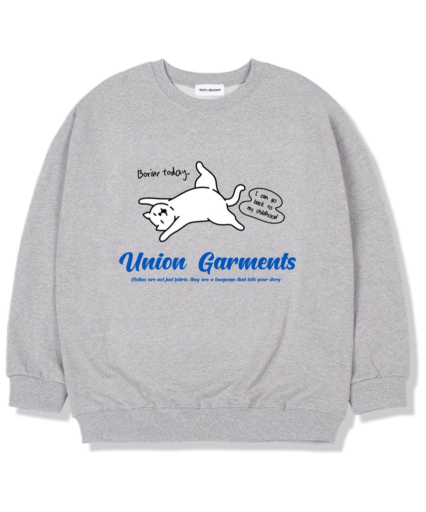 UNION GARMENTS Boring Day Fleece-Lined Oversized Sweatshirt Gray