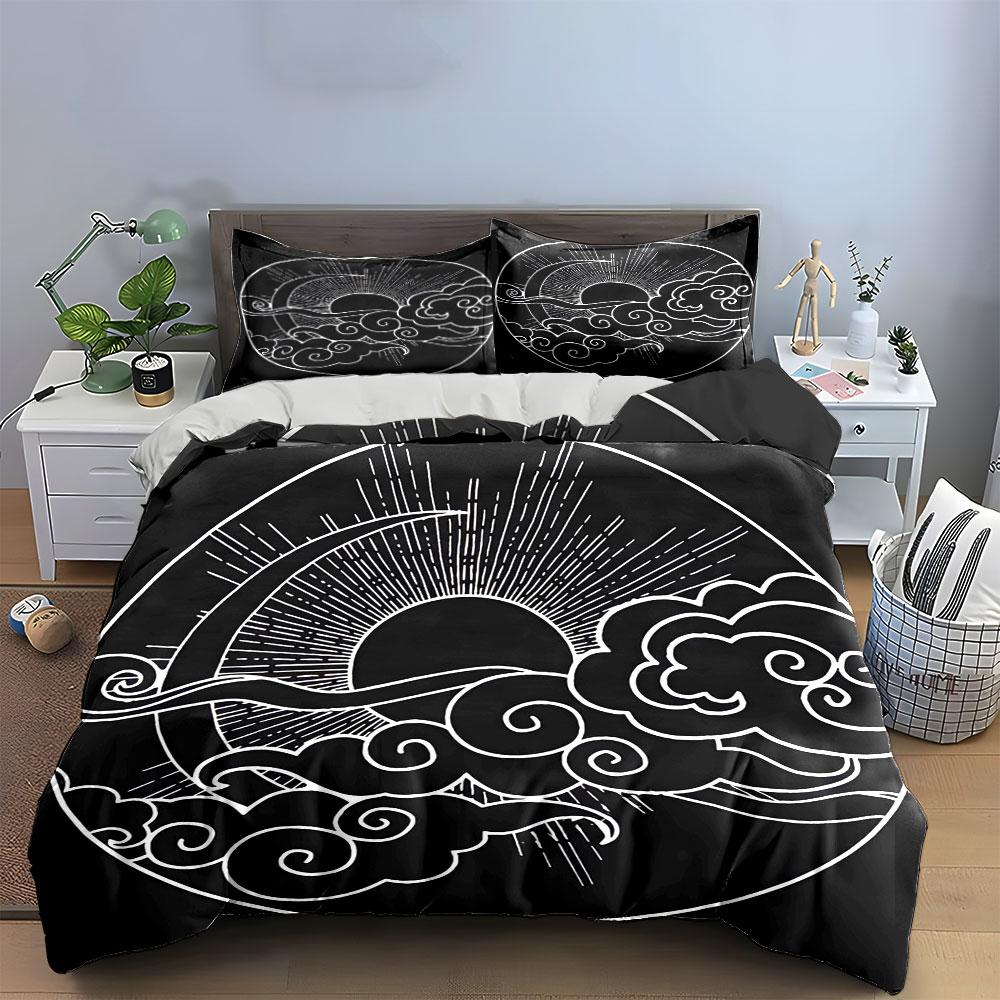 Moon Sun Clouds Decoration Set Bedding Set with 1 Duvet Cover 2 Pillowcases Single Double King Queen, Gift