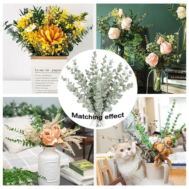 10PCS Artificial Plants Eucalyptus Leaves Green Leaf DIY Flower For Home Decoration Wedding Party Floral Bouquets Fake Plant FH7