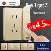 86 Type Gold Wall-Mounted Concealed Switch & 16A Air Conditioner Socket Panel