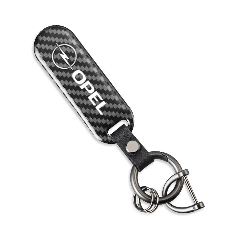 

Car Carbon Fiber Key Chain Luxury Keyring Accessories For Opel Astra Grandland Corsa Mokka Frontera Insignia Zafira Vivaro Karl