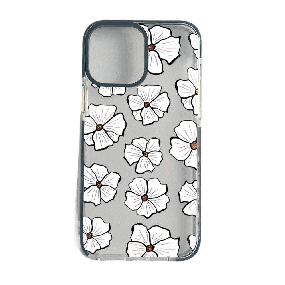 Summer Transparent Mobile Phone Case iPhone15 White Flower 16 Simple Women's Mobile Phone Case Apple 17 Anti-drop Soft Case