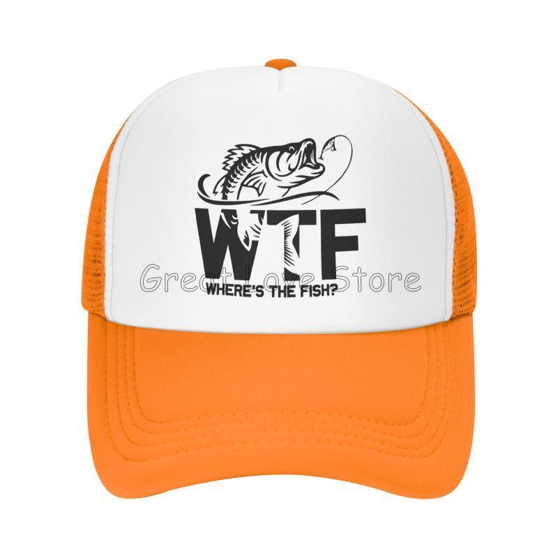 WTF Where's The Fish Print Mesh Baseball Cap Unisex Adjustable Snapback Caps Dad Fishing Hat Summer Sun Protection Hats
