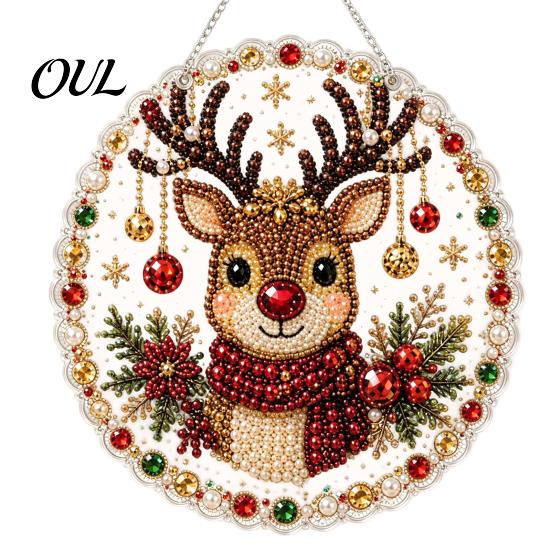Acryl-Ornamente für Zuhause Weihnachtsbaum Hängender Schmuck, Kunst mit Kunstperlen DIY Malerei Feier Partyzubehör Sonnenfänger, 20cm Leuchtend